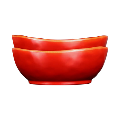 Melamine Irregular Round Bowl - Red Glaze