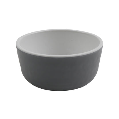 3 oz Sauce Melamine Dish (4 oz Rim Full), Glossy White inside/ Gray Matte outside, GET. Roca. (12 Pack)