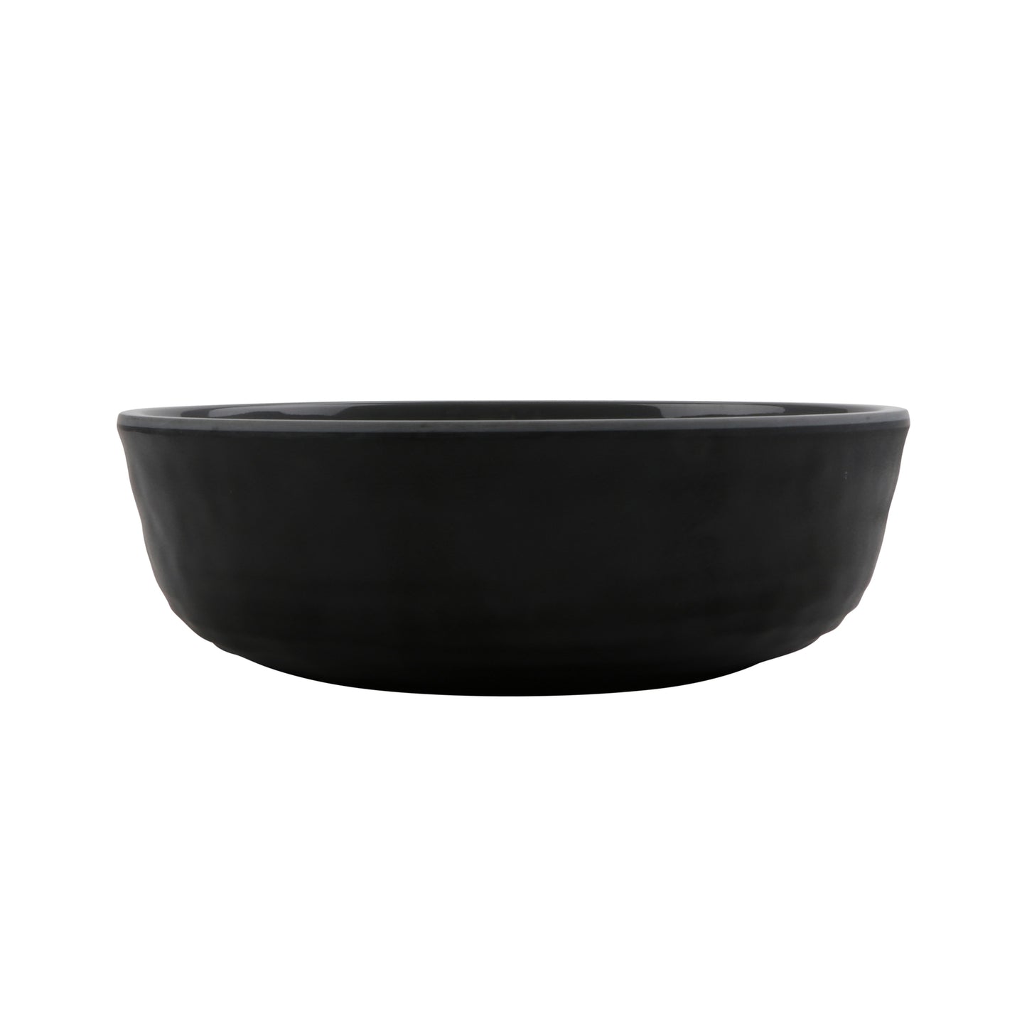 4 oz Shallow Side Melamine Dish/Monkey Dish, (5 oz Rim Full),  Glossy Gray inside/ Black Matte outside, GET. Roca. (12 Pack)