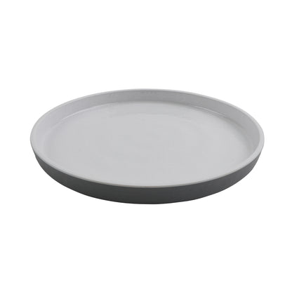 9" Round Edged Melamine Dinner plate, Glossy White inside/ Gray Matte outside, GET. Roca. (12 Pack)
