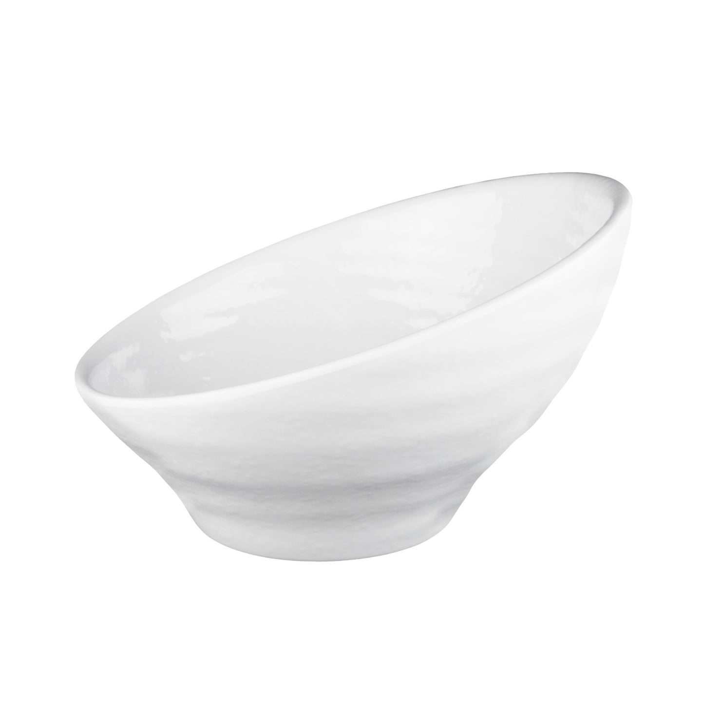 Melamine Angled Bowl - White Gloss Inside/White Matte Outside