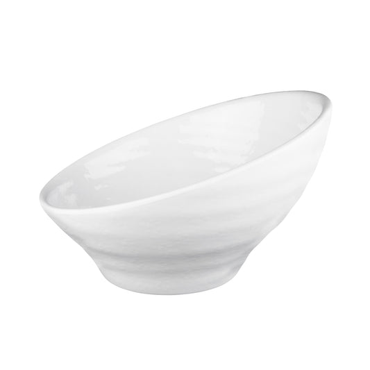 Melamine Angled Bowl - White Gloss Inside/White Matte Outside