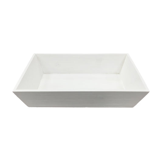 18" x 12" White Wood Rectangular Tray, 4" deep
