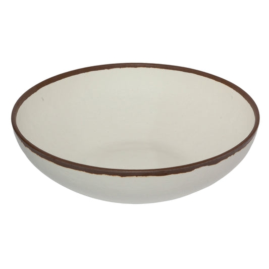 5.5 qt. Cream, Melamine, Large Display Bowl, (6 qt. rim-full), 13.5" Top Dia., 3.75" Deep, G.E.T. Pottery Market Glazed