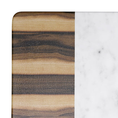 Melamine Rectangular Serving Tray - Hickory Wood, Carrara Marble