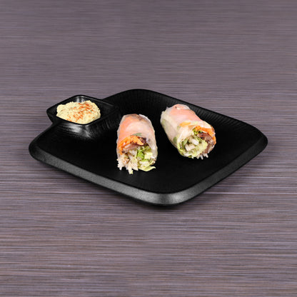 Melamine Square Chip & Dip Plate - Black