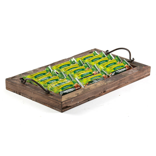 19" x 11.5" Rectangular Reclaimed Wood Serving Tray with Metal Handles (20" with Handles), 1.5" tall