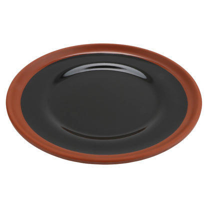 7" balance shiny black/matte terra cotta round melamine plate (small), 7"L x 7"W x 0.5"H, GET, cheforward