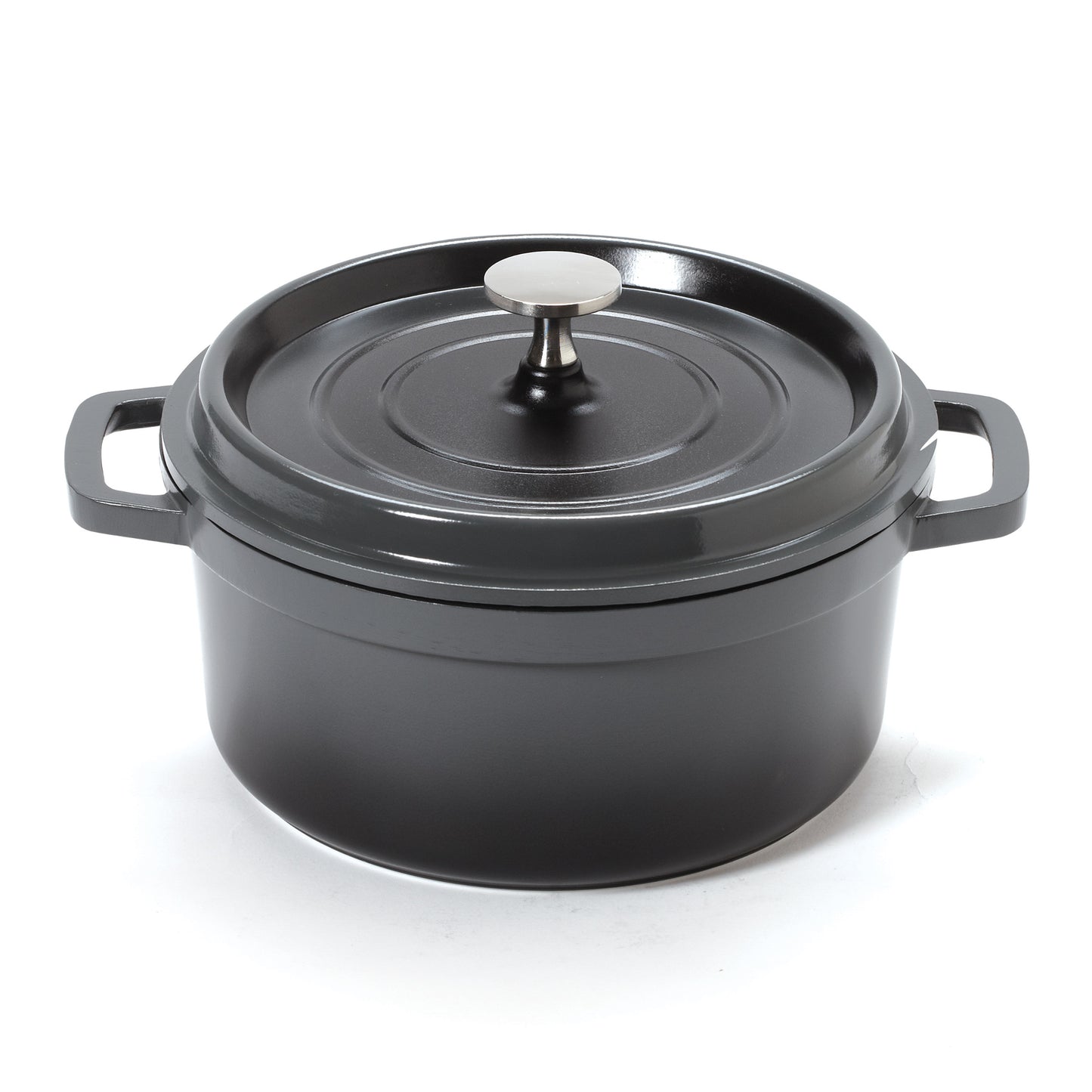 2.5 qt. (2.8 qt. rim-full), Induction Ready Round Dutch Oven w/ Lid, 10.38"L (w/handles) x 8.31"W x 3.75"H (Clear Coat)