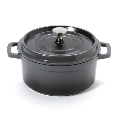 2.5 qt. (2.8 qt. rim-full), Induction Ready Round Dutch Oven w/ Lid, 10.38"L (w/handles) x 8.31"W x 3.75"H (Clear Coat)