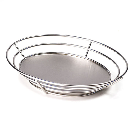 Oval Stainless Steel Basket with Solid Bottom