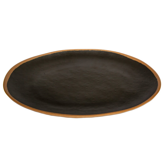 15" x 11" Brown, Melamine, Oval Platter, G.E.T. Pottery Market Glazed