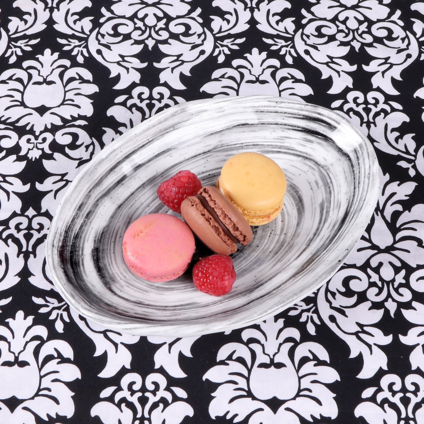 Melamine Deep Oval Plate - Black Design