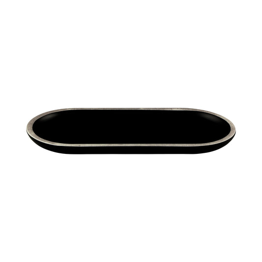 Melamine Oval Plate - Black w/ Silver Decal