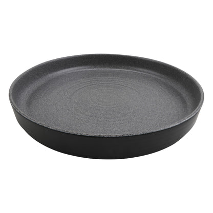 16" infuse stone grey/black melamine platter with edge rim (extra large), 16"L x 16"W x 3"H, GET, cheforward
