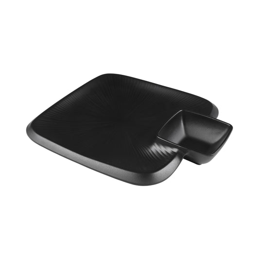 Melamine Round Chip & Dip Plate - Black