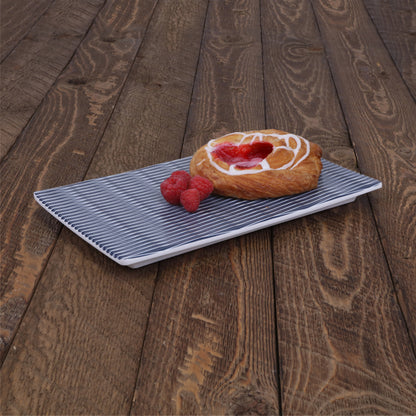 Melamine Rectangular Plate - White w/ Lapis Decal