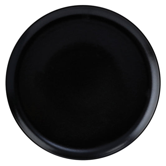 9" Black Reactive Glaze Porcelain Coupe Plate, Corona Cosmos Pluto (Stocked) (12 Pack)
