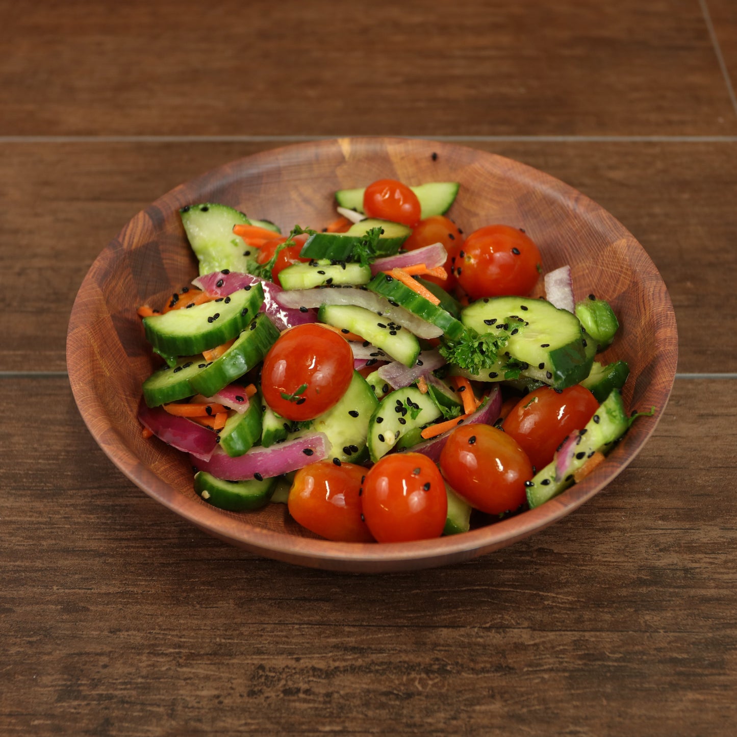 Melamine Round Bowl - Checkered Wood