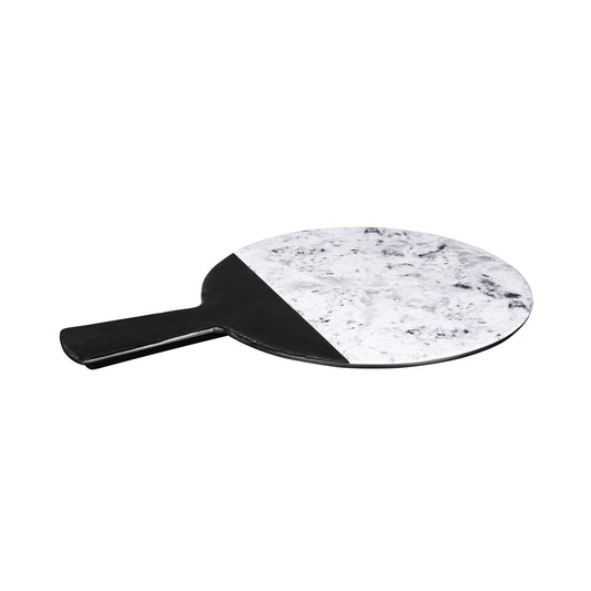 Melamine Round Serving Board - Black, Horizon Marble
