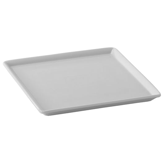 13" x 13" White Square China Plate. FRILICH 3PO027 RAISER