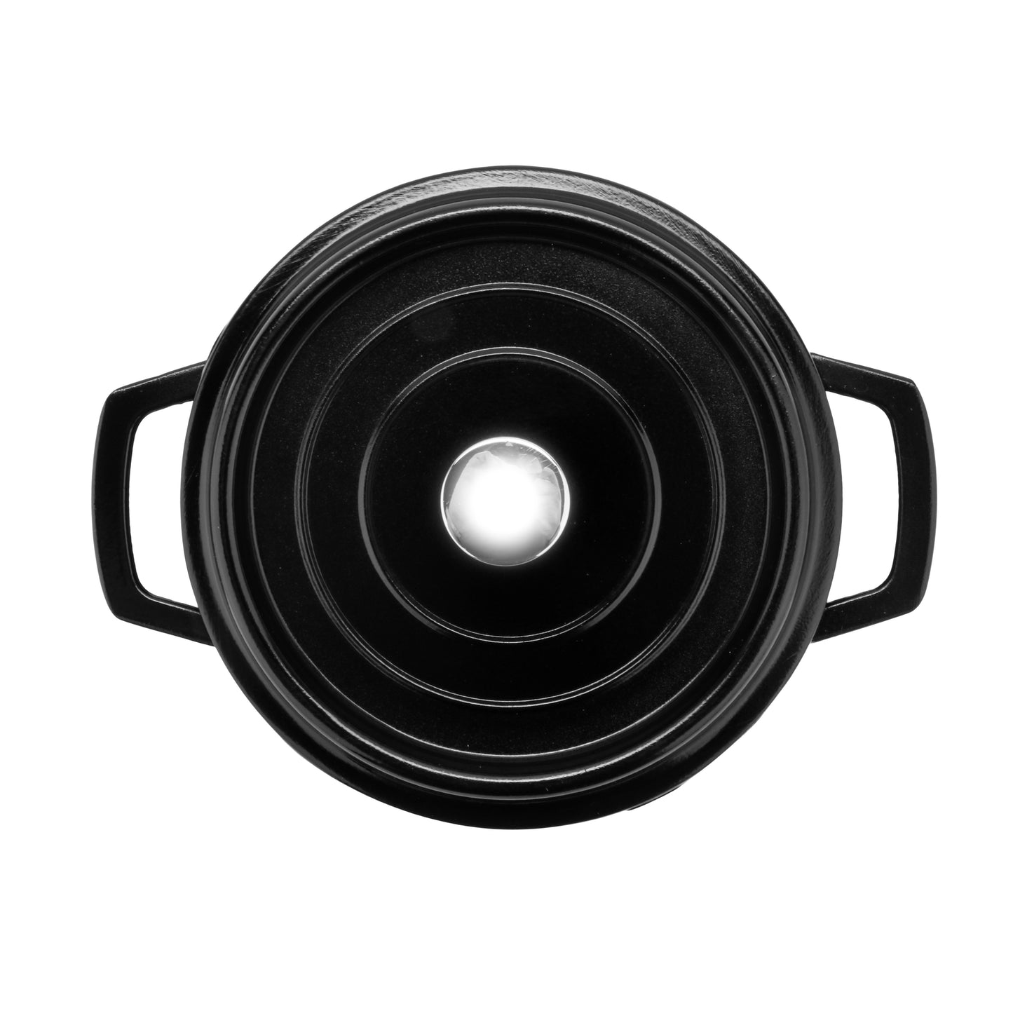 8 oz. (10 oz. rim-full), 4.25" Mini Round Bistro Pot w/ Lid (5.5" w/ Handles), 1.75" deep