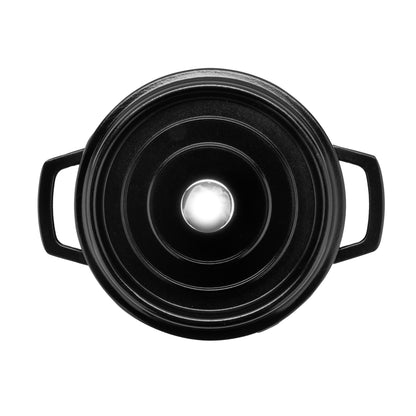 8 oz. (10 oz. rim-full), 4.25" Mini Round Bistro Pot w/ Lid (5.5" w/ Handles), 1.75" deep