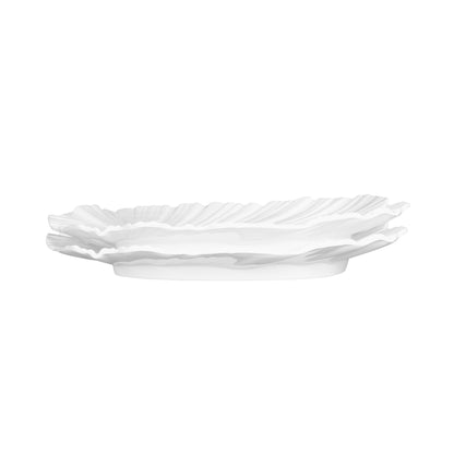 Melamine Large Palm Leaf Platter - White