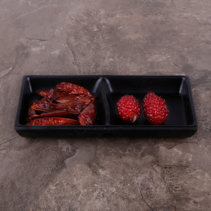 Melamine 2 Compartment Sauce Dish - Black