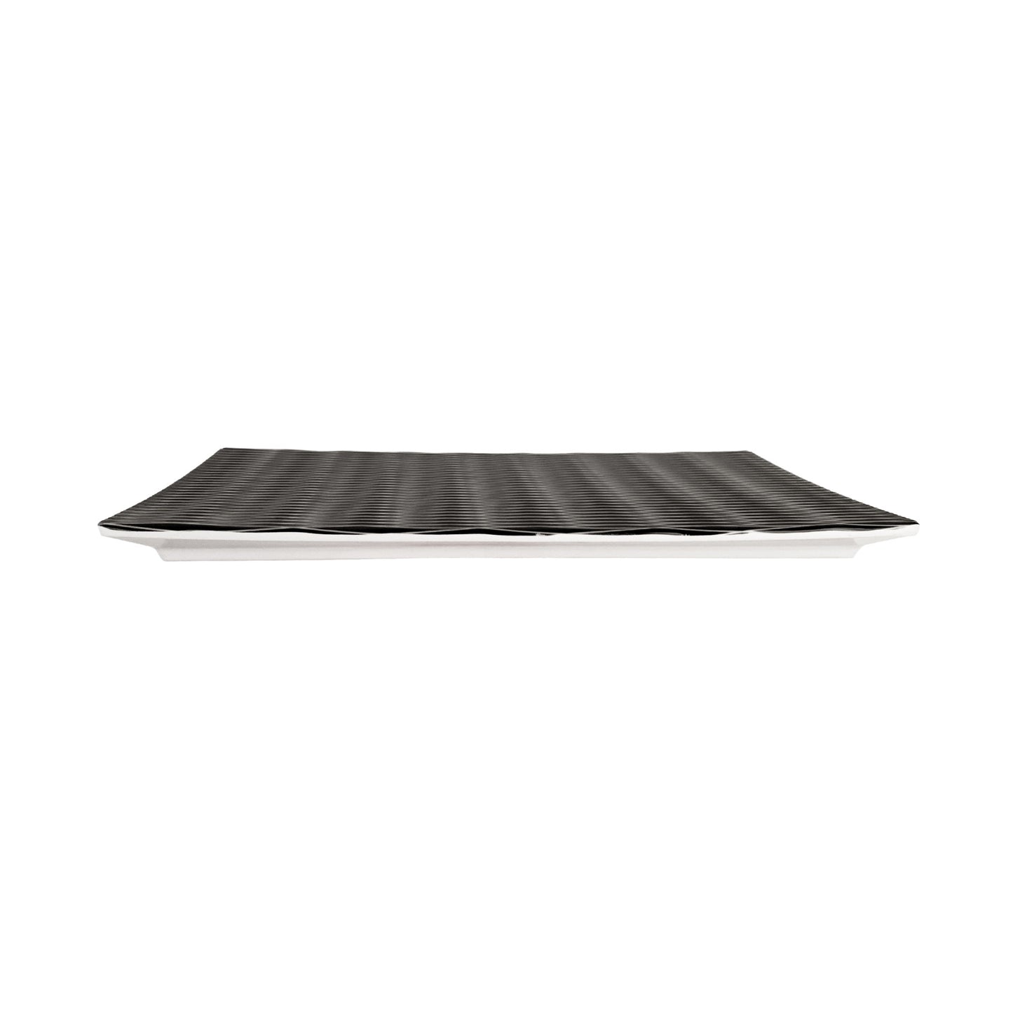 Melamine Rectangular Plate - White w/ Black Decal
