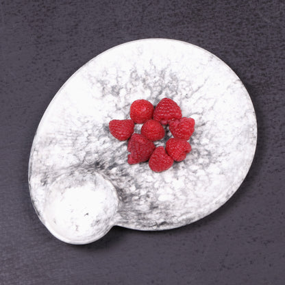 Melamine Round Chip & Dip Plate - Black Marble
