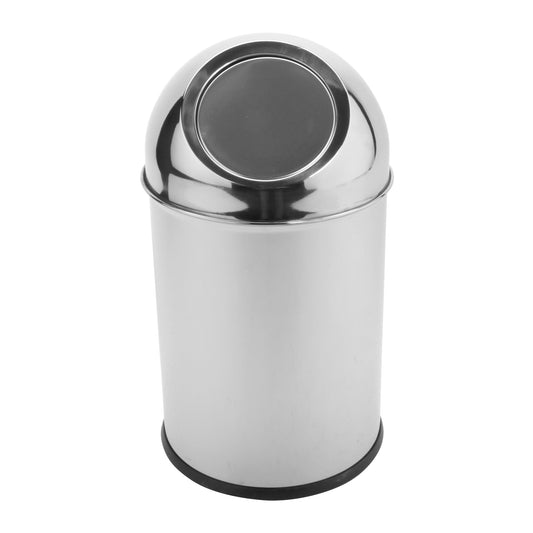 6.75" Stainless Steel Table Top Trash Can w/ Mirror Finish, Dome Top, 11" tall