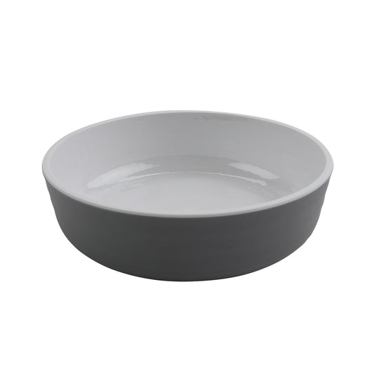 7" Low Street - 24 oz Melamine Bowl, (30 oz Rim Full) Glossy White inside/ Gray Matte outside, GET. Roca. (12 Pack)