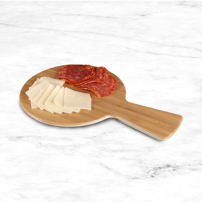 Melamine Round Serving Board - Bamboo