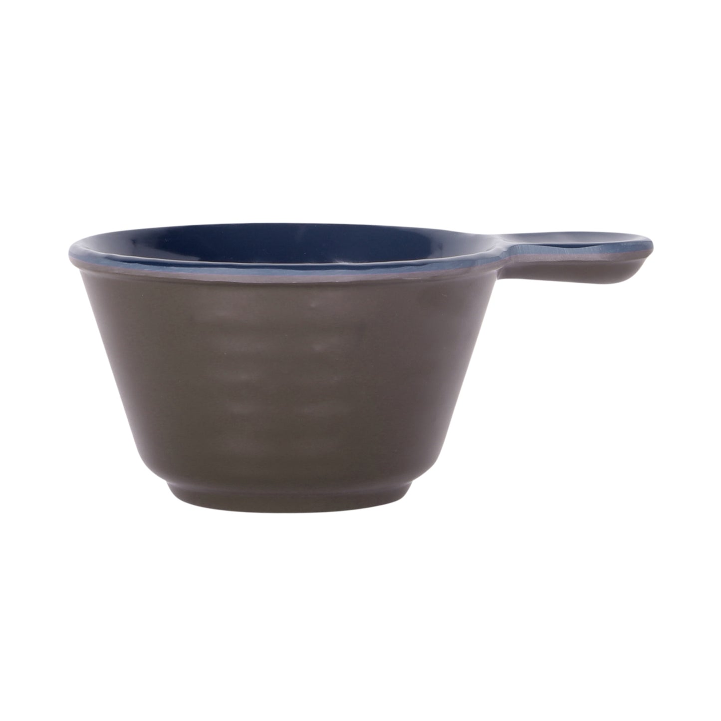 Melamine Bowl w/ 1 1/2" Handle - Chocolate Matte Outside/Lapis Gloss Inside