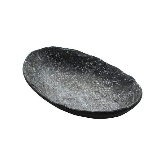 9.1" endure weathered pewter oval melamine plate (small), 9.10"L x 5.5"W x 1.6"H, GET, cheforward