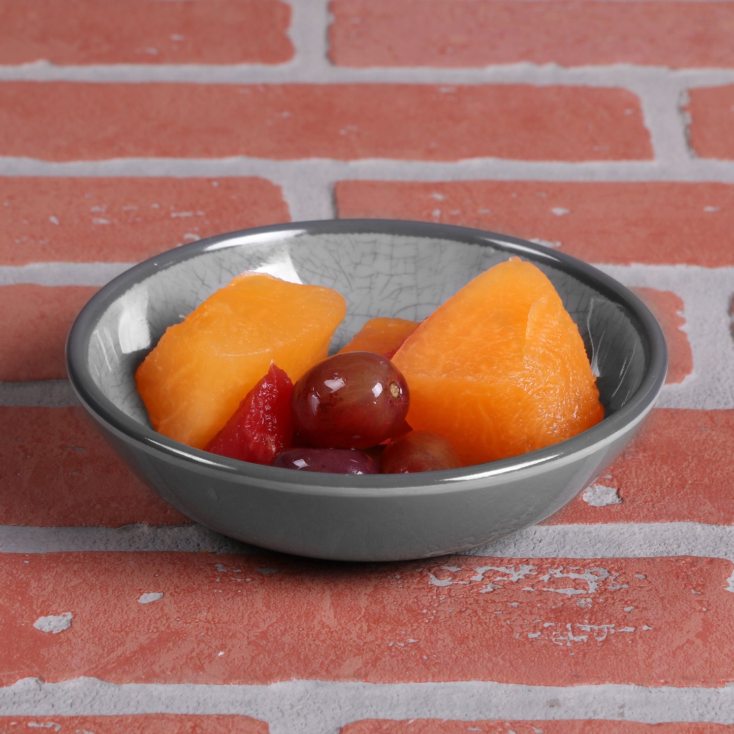 Melamine Small Round Crackle Bowl - Gray