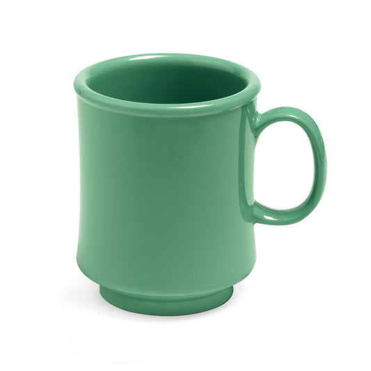 8 oz. Tritan, Rainforest Green, Stacking Mug with Handle, (10 oz. rim-full), 3" Top Dia., (4" Top Dia. with Handle), 3.72" Tall, 3.5" Deep, G.E.T. Cups & Mugs (12 Pack)