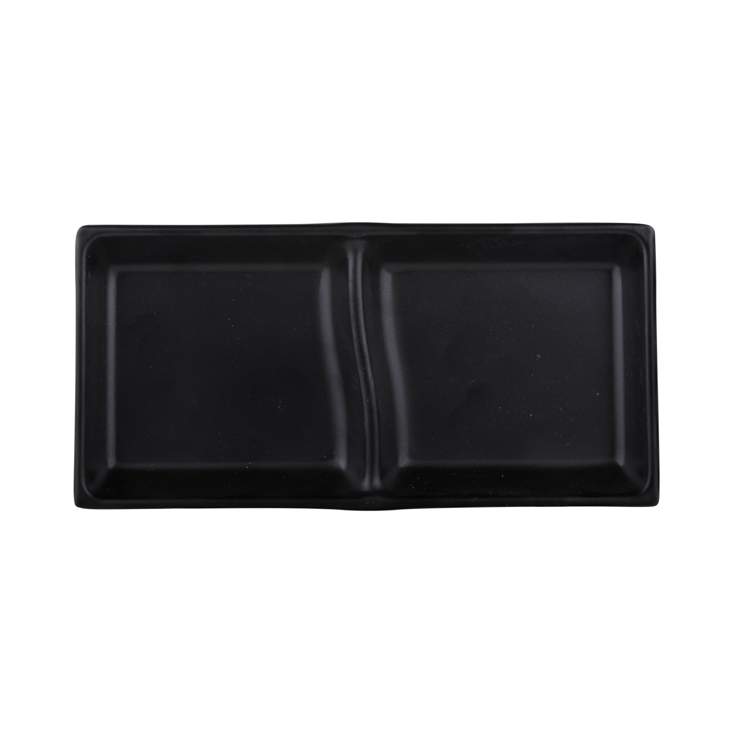 Melamine 2 Compartment Sauce Dish - Black