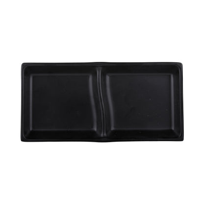 Melamine 2 Compartment Sauce Dish - Black
