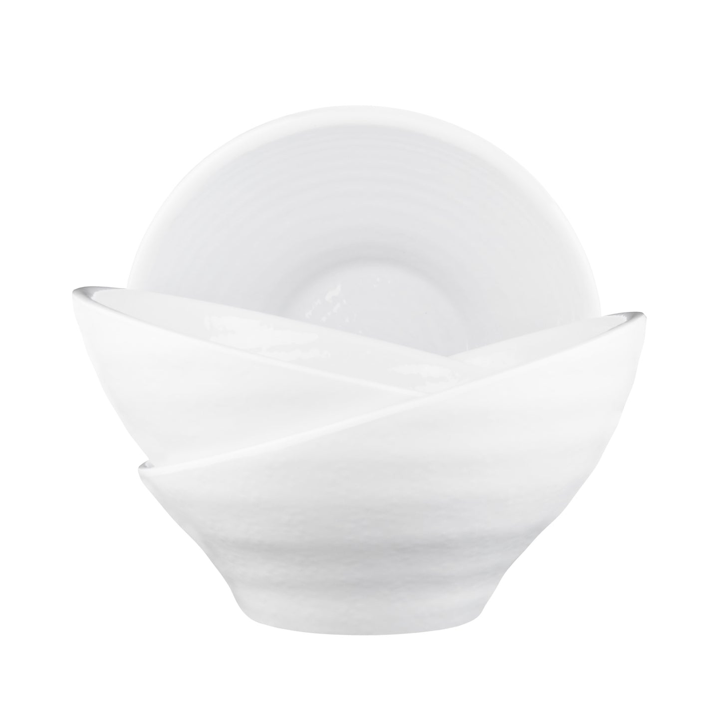 Melamine Angled Bowl - White Gloss Inside/White Matte Outside