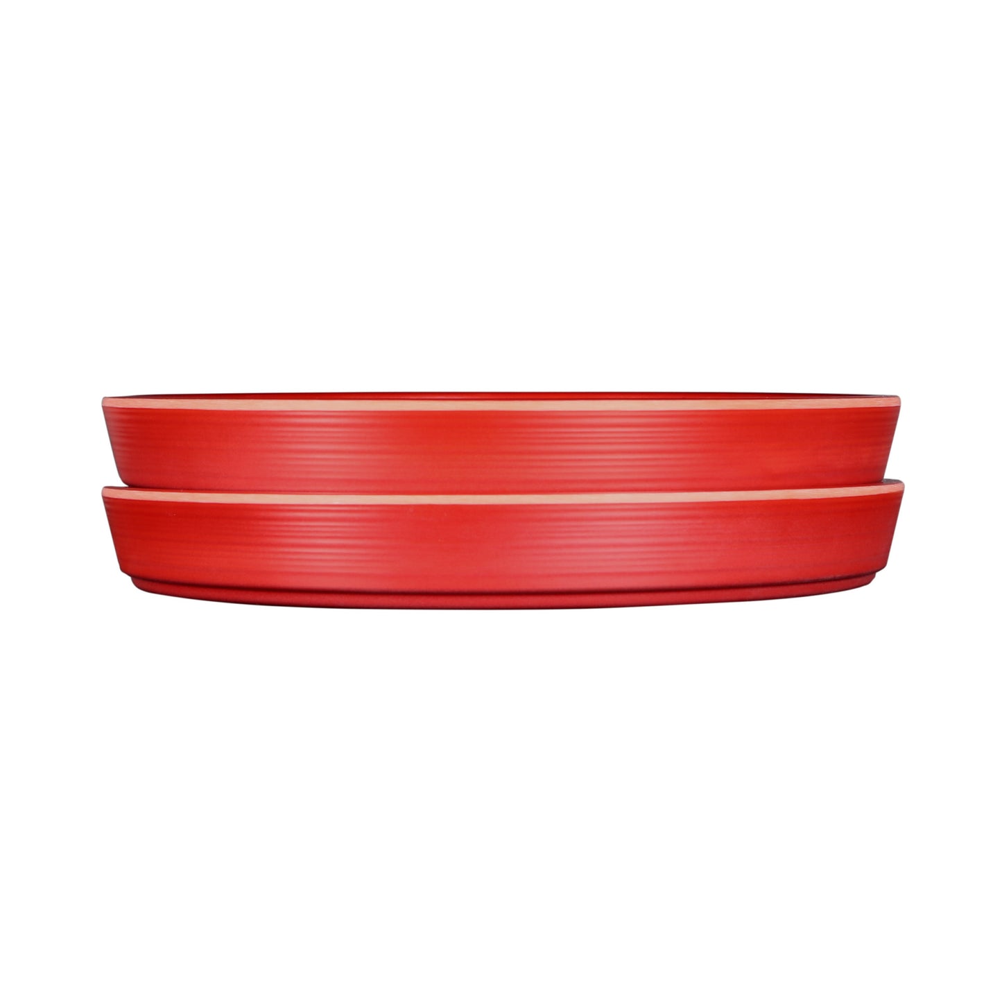 Melamine Round Coupe Plate - Red Glaze