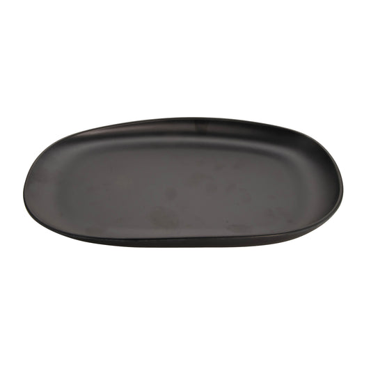14" x 10" Dark Gray, Melamine, Oval Coupe Platter, 1.24" H, G.E.T. Riverstone (12 Pack)