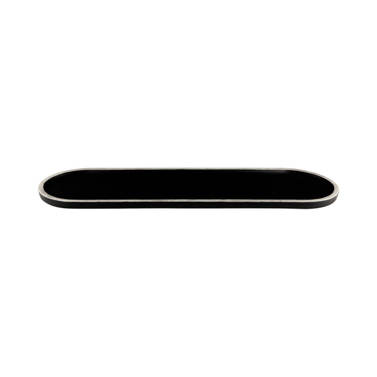 Melamine Oval Bowl Lid - Black w/ Silver Decal