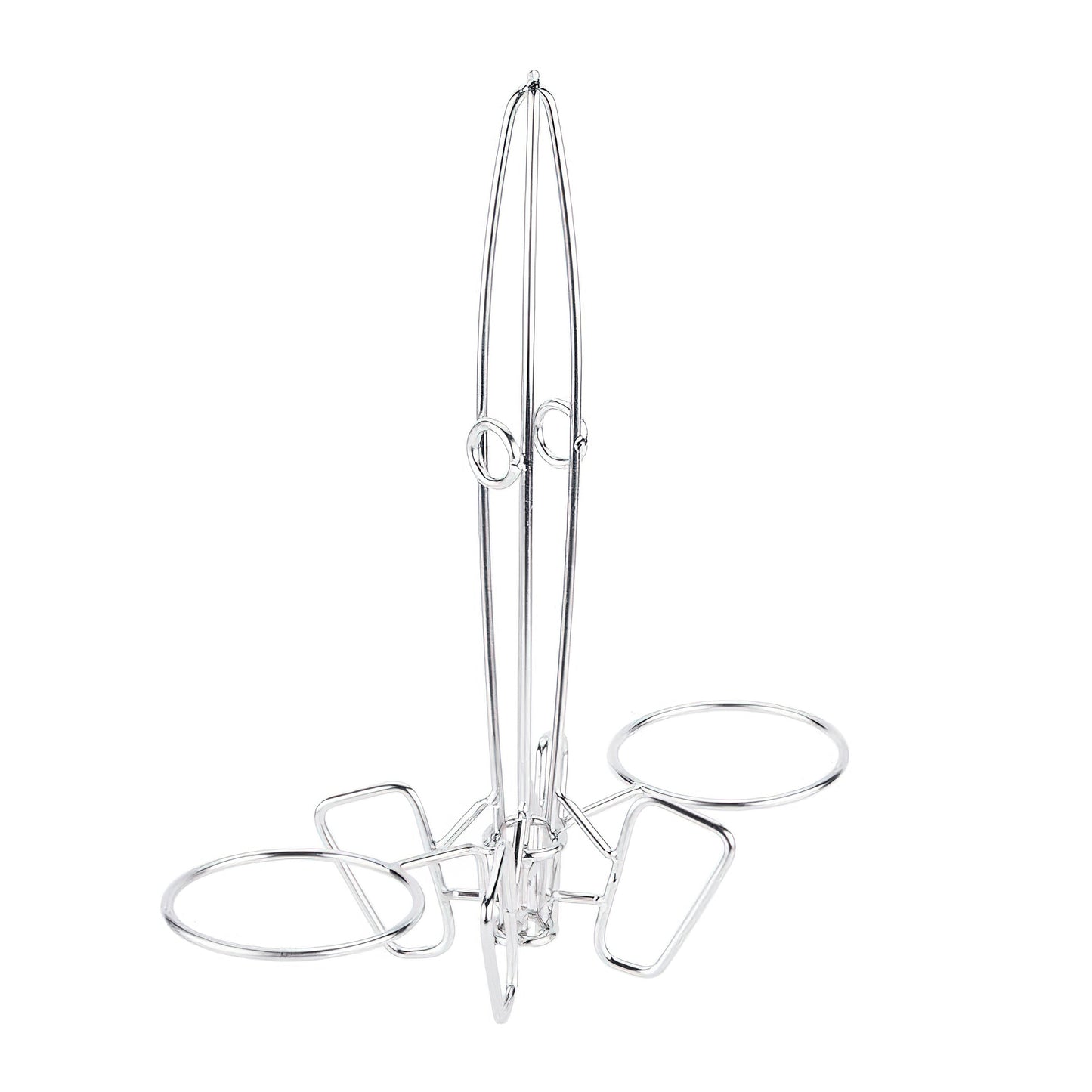 Stainless Steel Onion Ring Tower with Two Sauce Cup Holders