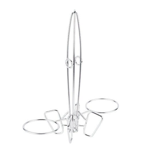 Stainless Steel Onion Ring Tower with Two Sauce Cup Holders