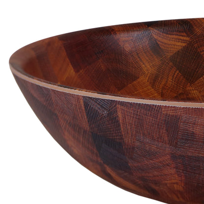 Melamine Round Bowl - Checkered Wood