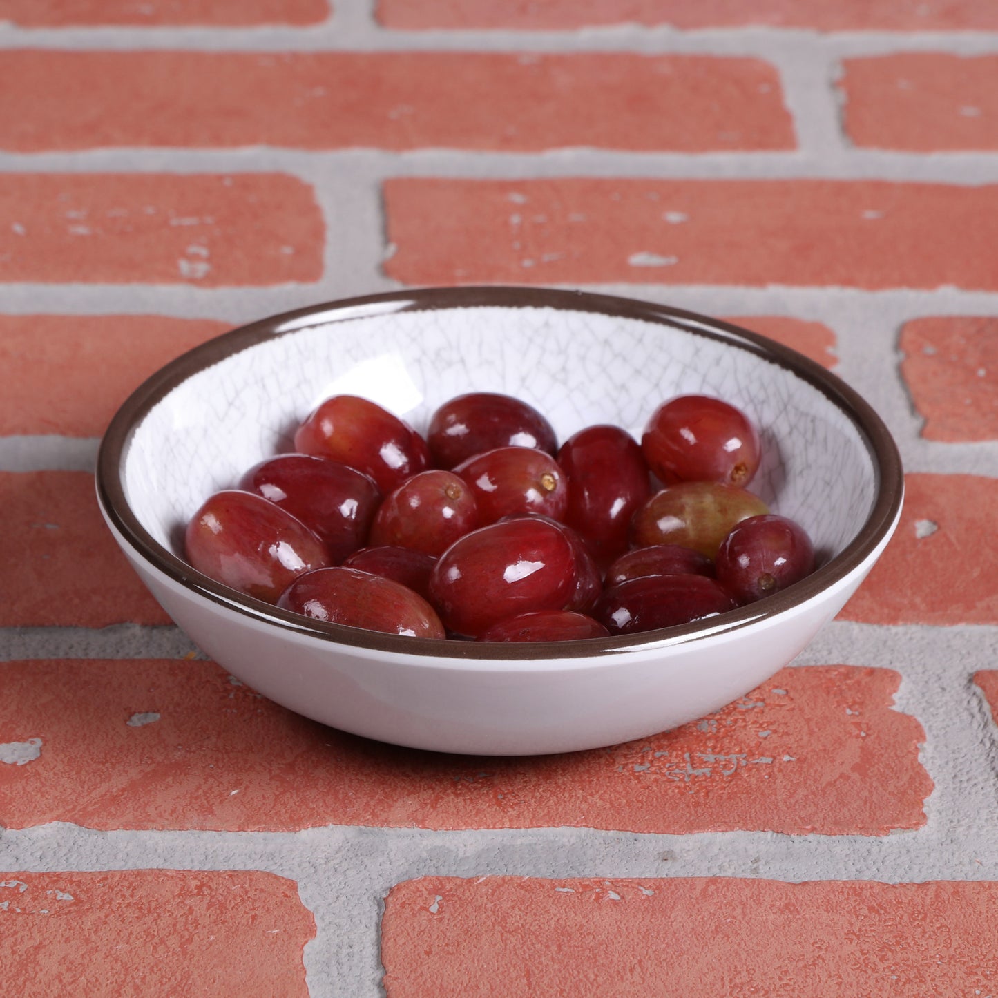Melamine Small Round Crackle Bowl - White