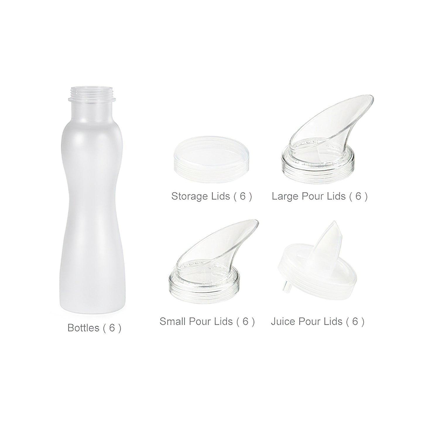30 pc. Set - 6 (Six) 32 oz. Salad Dressing Bottles & 24 Lids