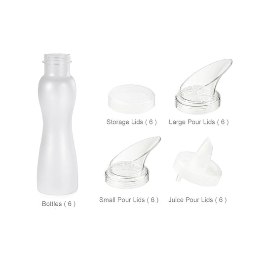 30 pc. Set - 6 (Six) 32 oz. Salad Dressing Bottles & 24 Lids